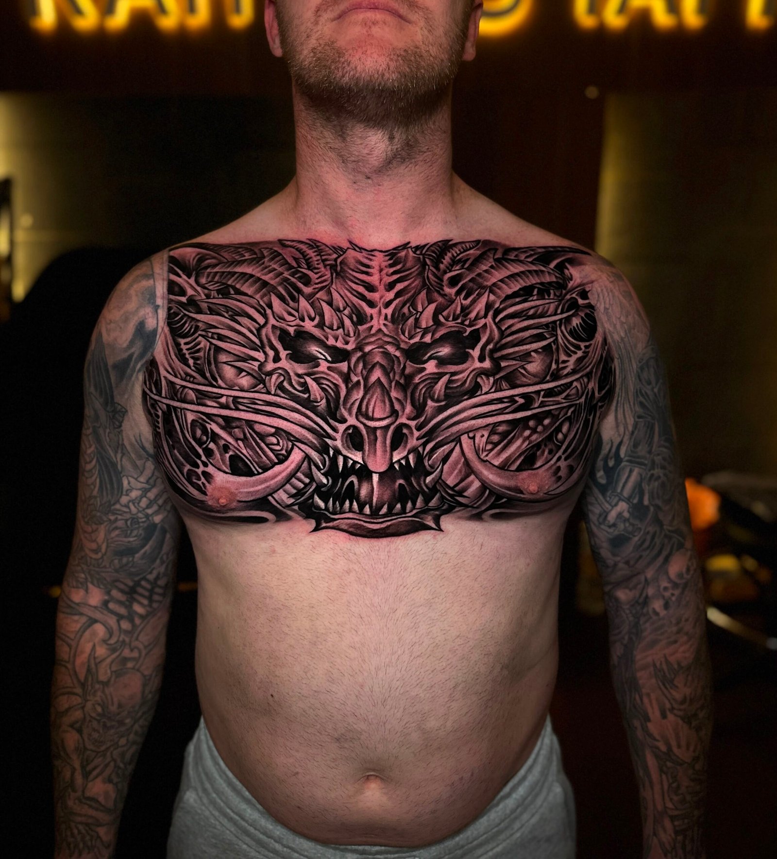 Full chest Ink Mascot Tattoos Studio Bali